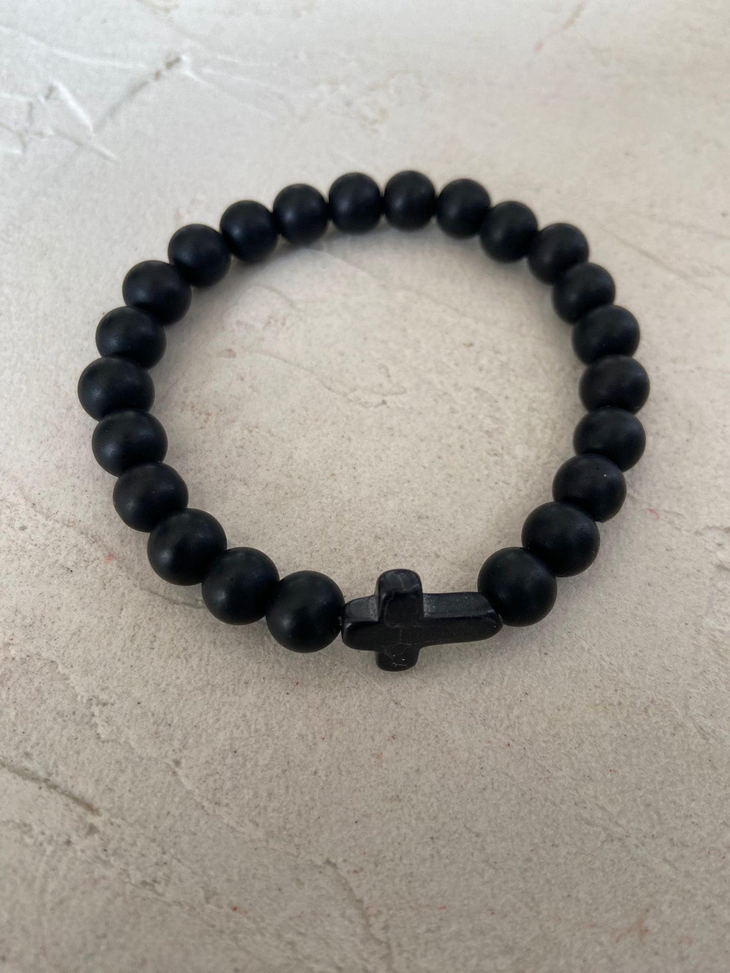 BRACELET CROIX NOIR MAT